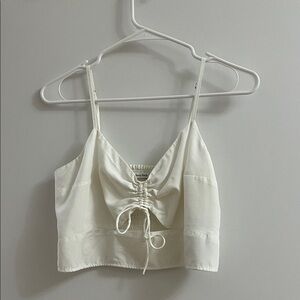Cream white keyhole Abercrombie cropped top